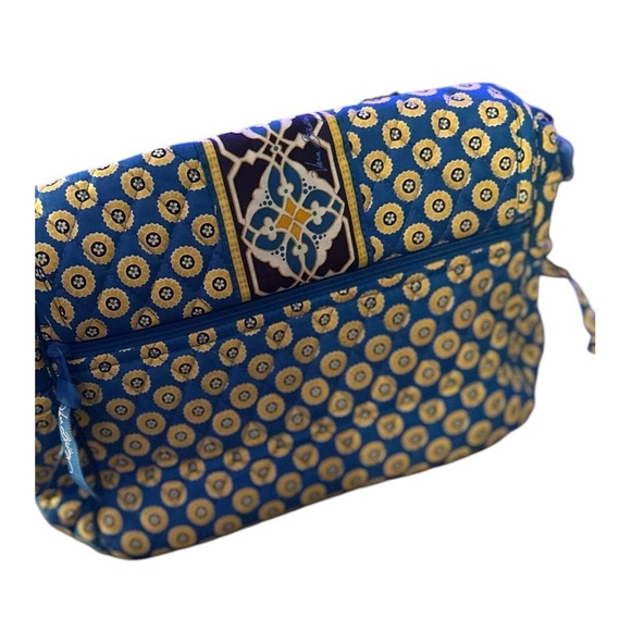 Vera Bradley Riviera Blue Lindsay Messenger Shoulder  Bag Yellow Flowers‎ New - Picture 5 of 9